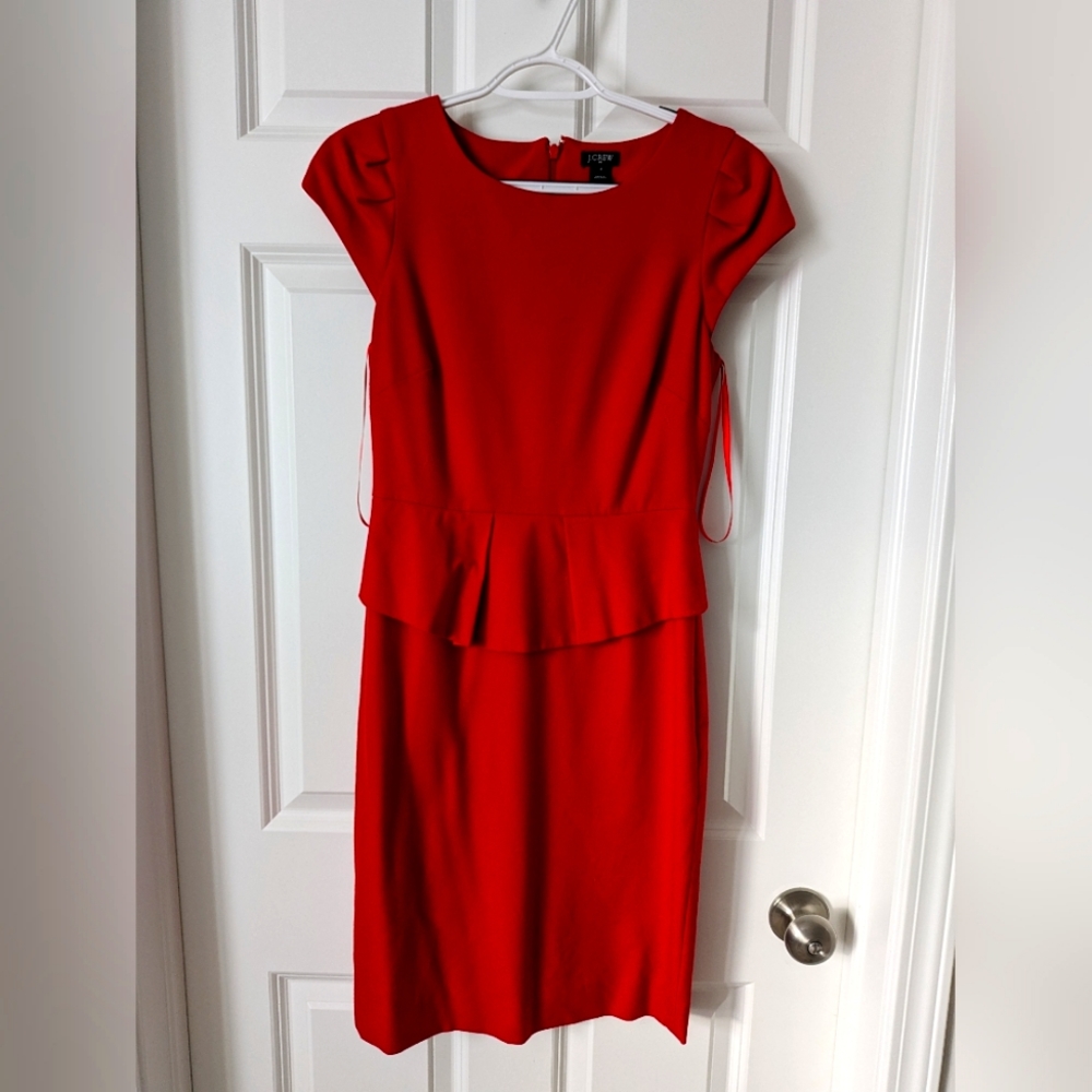 J Crew red peplum dress